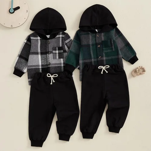 Miniatura 4 de Conjunto de ropa de otoño e invierno para bebé y niño, sudadera larga con capucha y pantalones para niños pequeños, 6, 12, 18, 24 meses, 2T