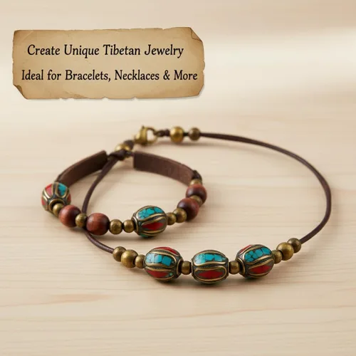 Miniatura 3 de SUPVOX Nepal - Cuentas de Buda hechas a mano, 10 cuentas espaciadoras para hacer joyas, cuentas de metal para pulseras, collares y proyectos