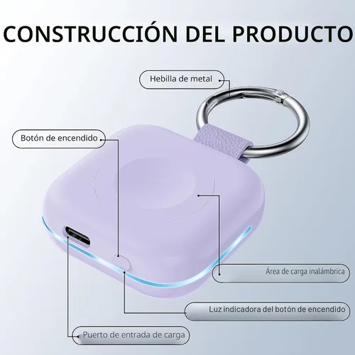 Miniatura 2 de Cargador de viaje portátil para Apple Watch Series 8, cargador inalámbrico para iWatch de 1200 mAh con cable de carga, llavero de bolso, cargadores