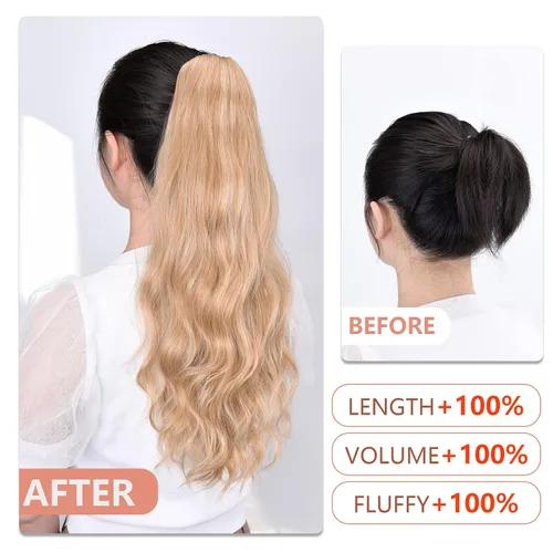 Miniatura 255 de Extensiones de cola de caballo de cabello rubio, extensiones de cola de caballo para mujer, pinza de extensiones de cabello rizado de 12 pulgadas