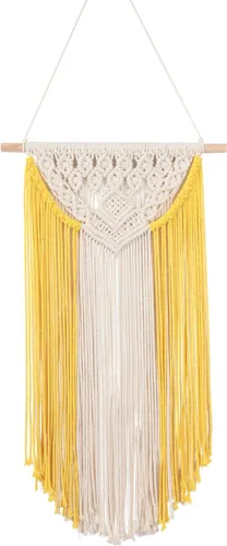 RLoncomix Macramé para colgar en la pared, decoración de pared tejida de algodón, bohemio, elegante, tapiz de macramé para dormitorio, sala de