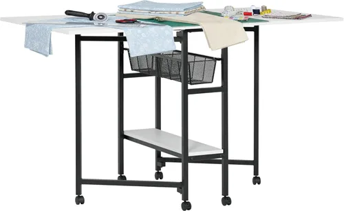 Miniatura 13 de Sew Ready Mesa plegable para pasatiempos y cortes, 58.75 pulgadas de ancho x 36.5 pulgadas de profundidad, mesa blanca para artes y manualidades