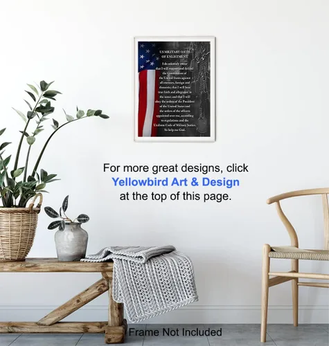 Miniatura 6 de Yellowbird Art & Design - Arte de pared patriótico con bandera estadounidense y juramento de reclutamiento, póster impreso, regalo decorativo