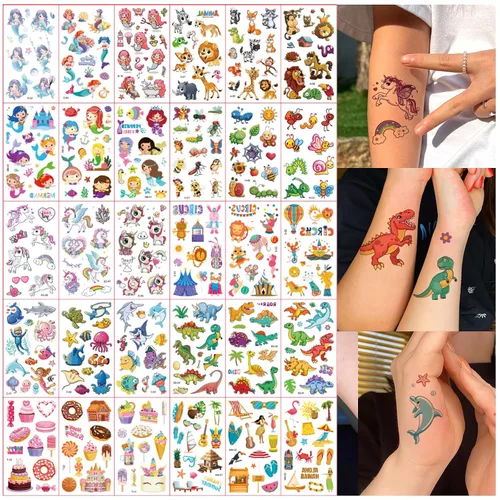 Miniatura 7 de Tatuaje temporal brillante para niños, 400 piezas de estilo mixto que brillan en la oscuridad, tatuajes adhesivos