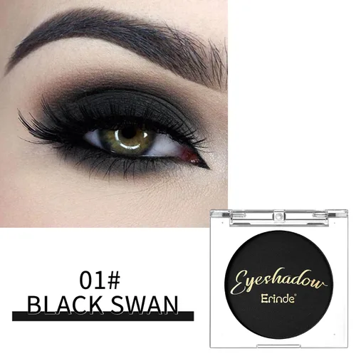 Miniatura 2 de Erinde Sombra de Ojos Negra, Sombra de Ojos Mate en Polvo Compacto, Maquillaje de Párpado de Tono Mate para Mujeres, Alta Pigmentación, Larga 01#