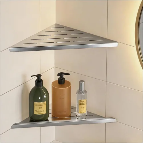 Miniatura 9 de YACVCL Estante de ducha esquinero de acero inoxidable 304 de oro cepillado, estante esquinero empotrado de 10 pulgadas para pared de azulejos
