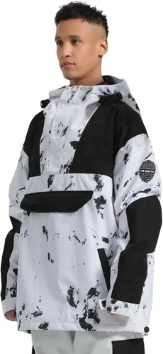 Miniatura 3 de GSOU SNOW Chaqueta de esquí para hombre, abrigo de nieve para snowboard, cálido, invierno, impermeable, con capucha