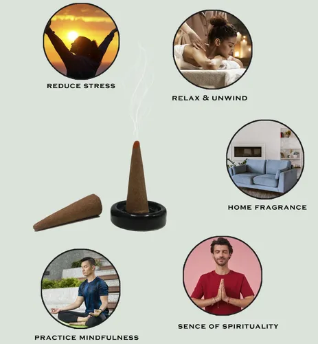 Miniatura 3 de Aakriti Masala - Conos de incienso naturales para meditación, aromaterapia y yoga, 80 piezas sensual, relajante, energizante, refrescante