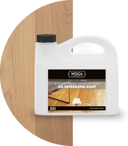 Miniatura 7 de WOCA Aerosol de jabón refrescante de aceite de Dinamarca Natural – Limpiador y rejuvenecedor listo para usar para suelos de madera aceitada blanca