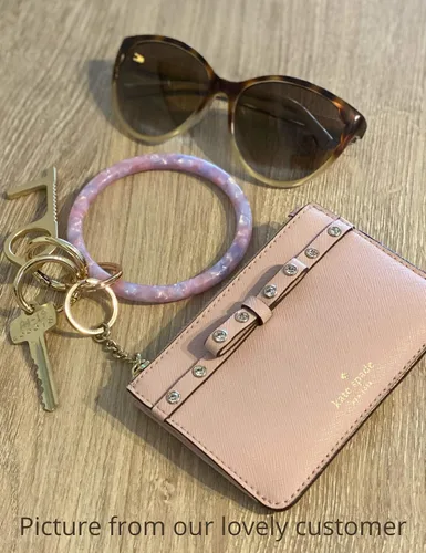Miniatura 3 de Heesch Pulsera llavero pulsera llavero pulsera para mujer, llavero de acetato circular para muñeca