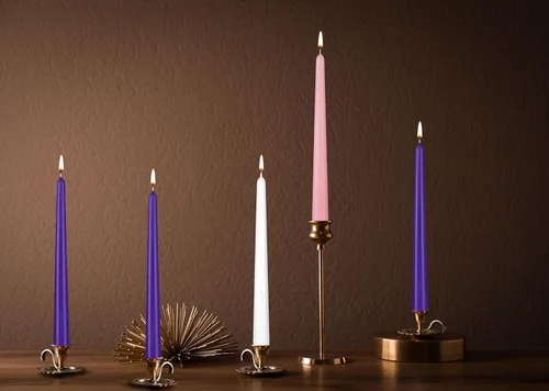 Miniatura 4 de BRUBAKER 5 velas de Adviento color morado, rosa y blanco, velas cónicas de 10 pulgadas para Navidad, iglesia y celebraciones, sin perfume y sin