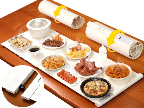 Tapete de calentamiento de 42 x 16 pulgadas para alimentos extragrande, tapete extensible para calentar alimentos, bandeja de calentamiento