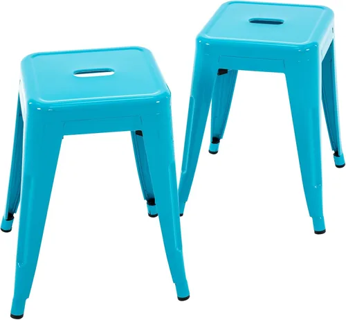 Miniatura 11 de Brage Living Juego de 4 taburetes industriales de metal de 18 pulgadas, taburetes apilables para aula, sillas de comedor de metal sin espalda