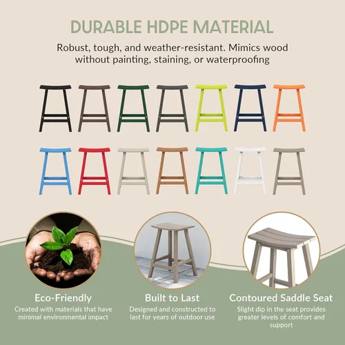 Miniatura 5 de WestinTrends Malibu - Juego de 2 taburetes de 24 alturas para exteriores/patio, madera envejecida Roble (Weathered Wood)