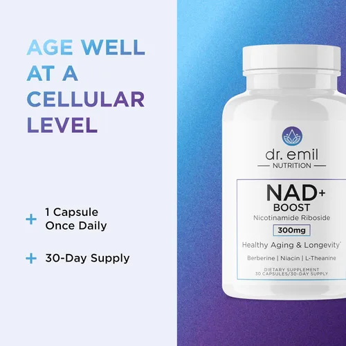 Miniatura 6 de DR. EMIL NUTRITION NAD+ Boost - Suplemento de ribósido de nicotinamida - Apoya la energía celular, la longevidad y el envejecimiento saludable - Sin