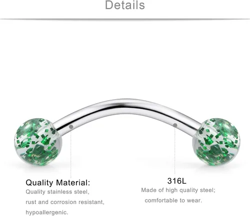 Miniatura 2 de SCERRING 30 anillos de cejas de 16G Tragus Helix Rook Daith, aretes de labio, barra de piercing corporal, retenedor de joyería de 0.236 pulgadas