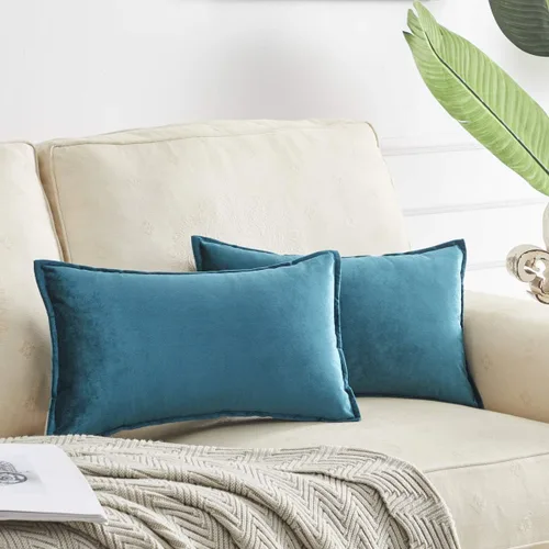 Miniatura 21 de GIGIZAZA Fundas de Almohadas Decorativas de Terciopelo Dorado Lumbar 12x20 Oblongas para Sofá y Sillón Paquete de 2