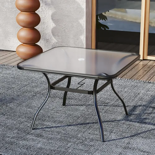 Miniatura 17 de Anmutig Mesa de patio pequeña cuadrada de 27.5 pulgadas con resistente a la intemperie para comedor al aire libre, color negro