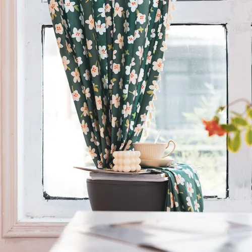 Miniatura 95 de Deeprove Cortinas bohemias para dormitorio, rayas huecas de ganchillo crema y estampado floral, tela de lino de algodón, con borlas beige bohemias