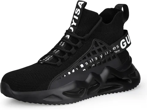 KGJIANDA Steel Toe Shoes for Men Safety Industrial Boots Shoes Lightweight and Durable High Top Sneakers Breathable Construction Socks Shoes for