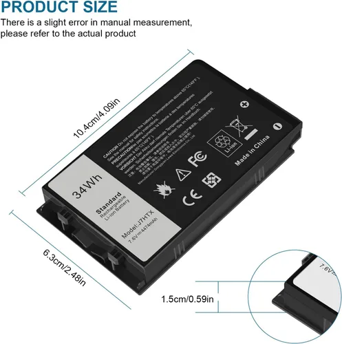 Miniatura 4 de 34Wh J7HTX - Batería de repuesto para laptop Dell Latitude 7202 7212 7220 Rugged Extreme Tablet T03H T03H002 T03H T03H003 Series 02JT7D 2JT7D J82G5