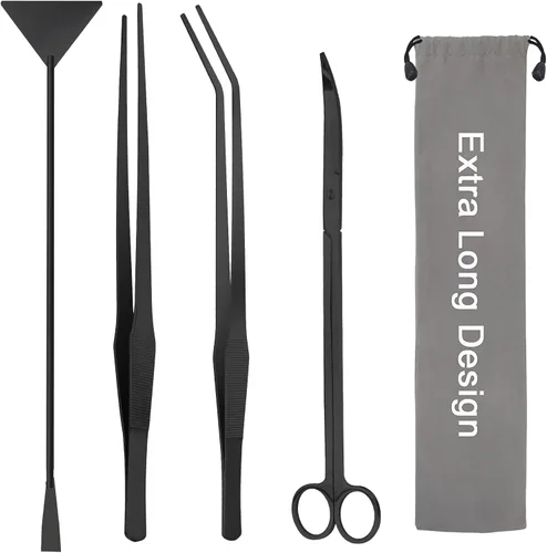 Kit de herramientas de acuario de 15 pulgadas, 4 en 1 antioxidante para plantas acuáticas, herramienta de paisajismo acuático de acero inoxidable,