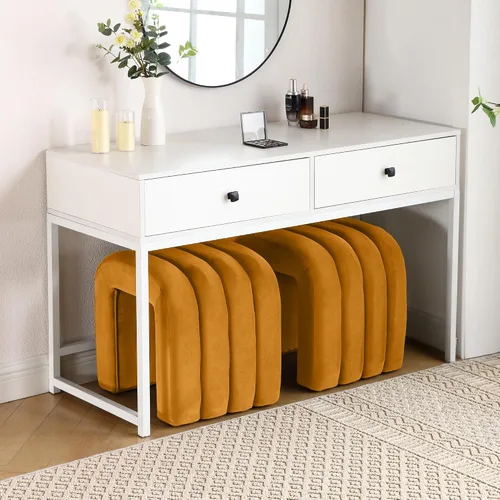 Miniatura 15 de Taburete otomano multifuncional, reposapiés para sofá, taburete de tocador moderno para sala de maquillaje, sala de estar y entrada, taburete