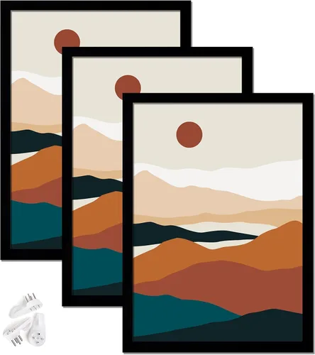 Miniatura 22 de Juego de 3 marcos para fotos negros de 8 x 8 pulgadas, marco de alta transparencia para collage de fotos cuadradas de 8 x 8 pulgadas, lienzo