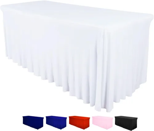 Miniatura 13 de Falda de mesa para mesas rectangulares de 6 pies – Fundas de mesa de elastano para mesa estándar de 6 pies – Mantel elástico ajustable de una pieza