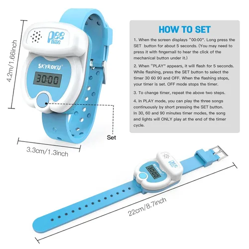Miniatura 9 de SKYROKU Reloj de entrenamiento para ir al baño para niños pequeños, bonita forma de inodoro, recordatorios de música y luz, temporizador de cuenta