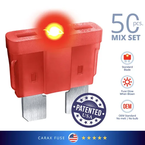 Miniatura 2 de CARAX Fusible incandescente – Fusible premium estándar/hoja regular ATC/ATO/ATS – 50 piezas – Kit surtido – Fusible automotriz LED resplandor al