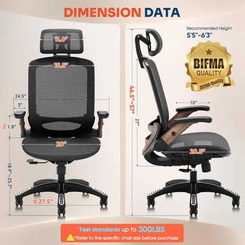 Miniatura 2 de GABRYLLY Silla de Oficina Ergonómica, Silla de Escritorio de Respaldo Alto para el Hogar con Reposacabezas, Brazos Abatibles, Bloqueo de Inclinación