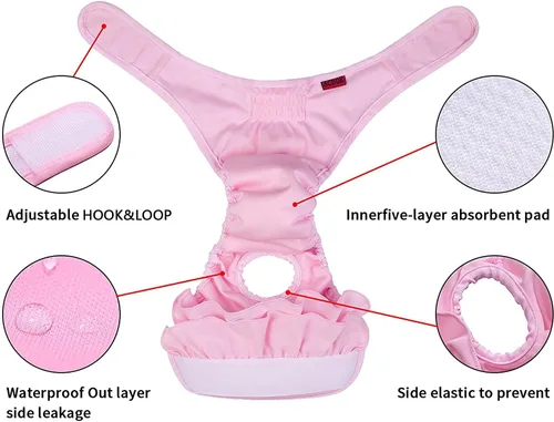 Miniatura 5 de Pañales lavables para perras, pañales absorbentes para cachorros en orina emocionante, extra grandes, tamaño mediano, paquete de 3