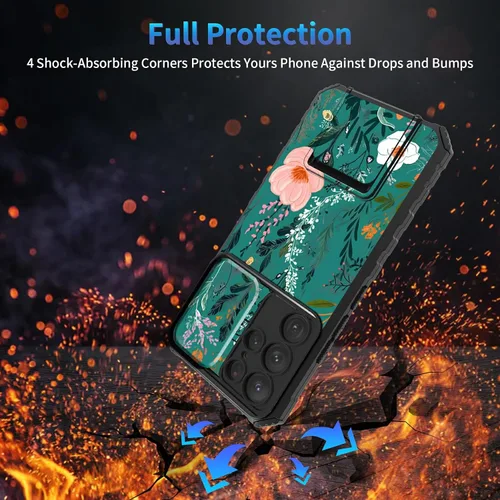 Miniatura 18 de Funda para Samsung Galaxy S22 Ultra 5G, Galaxy S22 Ultra con cubierta de cámara deslizante, funda resistente de doble capa con función atril Black