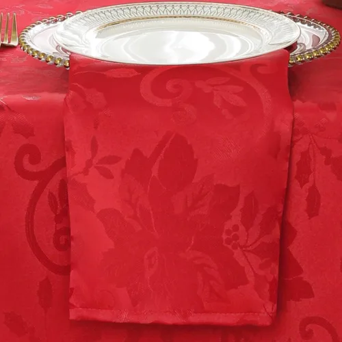 Miniatura 8 de SASTYBALE Mantel rectangular de Navidad, mantel jacquard verde de 60 x 102 pulgadas con patrón floral de flor de pascua, mantel de tela de damasco