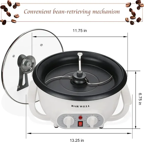 Miniatura 4 de Tostadores de café mejorados para uso doméstico de 110 V, tostadora de café doméstica con temporizador, tostador de granos de café de lotes grandes