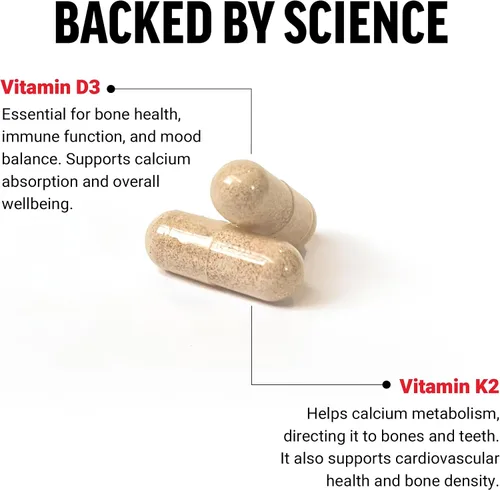 Miniatura 2 de Force Factor Vitamina D3 K2 para apoyar la inmunidad, la salud del corazón, el apoyo óseo y más, fórmula 2 en 1 de alta potencia, vegano, sin