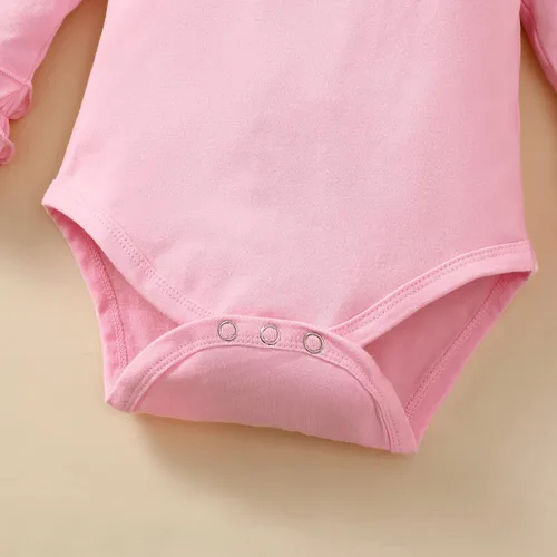 Miniatura 15 de Mameluco de manga larga con volantes para bebé y niña, mameluco de una pieza, color liso