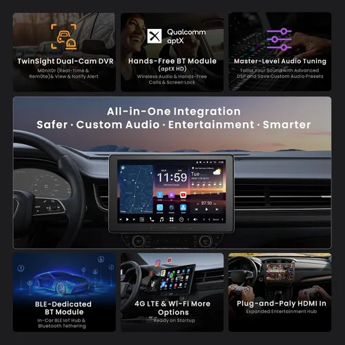 Miniatura 2 de ATOTOZONE Estéreo de coche QLED AI Android de 10 pulgadas, Radio Doble DIN 8G+128G, Carplay inalámbrico y Android Auto, 4G LTE, WiFi dual, audio