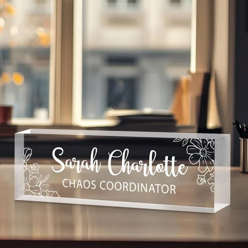 Miniatura 14 de Placa de nombre personalizada para escritorio, placa de nombre personalizada en cristal acrílico transparente, regalos de agradecimiento para Tinta