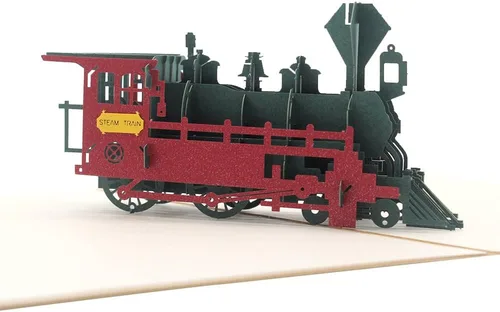 HLXFF3 Cute Star Retro Train 3D Pop Up Tarjetas de felicitación con sobre, regalo para el Día del Padre, Día de Acción de Gracias, cumpleaños, mejor