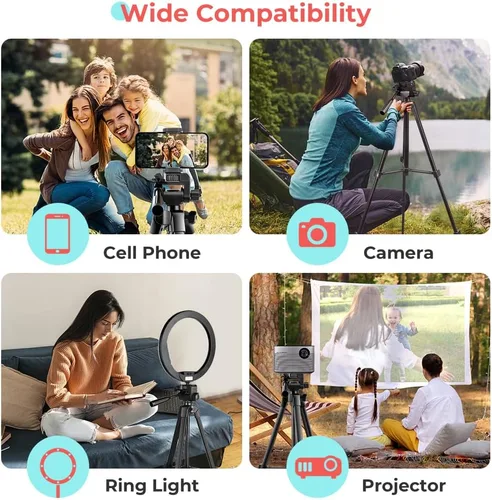 Miniatura 2 de UBeesize Trípode de cámara de 54 pulgadas, trípodes para teléfono para iPhone con bolsa, soporte de viaje con control remoto compatible con iPhone