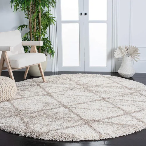Miniatura 90 de SAFAVIEH Hudson Shag Collection - Alfombra decorativa de 2 x 3 pies, color beige y marfil, diseño moderno de enrejado, no desprende pelusa