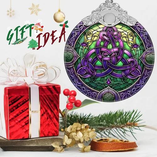 Miniatura 6 de Adorno de Nudo Celta de Vidrio Manchado - Adorno Navideño - Adornos Navideños para Árbol - Ideas de Regalo de Vacaciones - Intercambio de Regalos