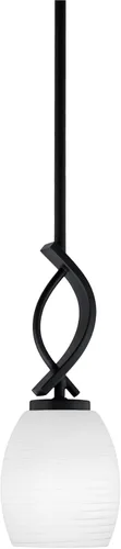 Miniatura 96 de Toltec Lighting Cavella Stem Colgado Mini colgante, acabado grafito, vidrio de muselina blanca de 4 pulgadas