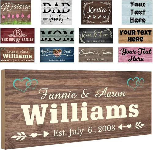 Miniatura 10 de Letreros personalizados de madera personalizados, decoración del hogar, regalos con texto, letreros de madera personalizados, tablero familiar