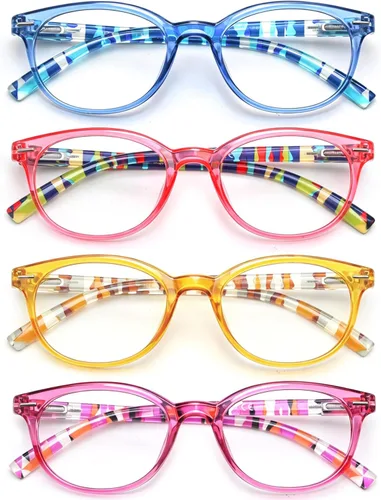 HEEYYOK Gafas de lectura redondas 2.0 para mujer, lectores redondos, para mujer, bisagras de resorte de cara pequeña, gafas de lectura coloridas,