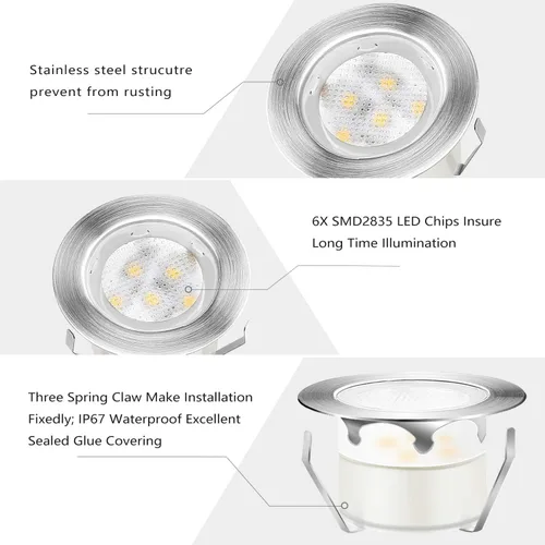 Miniatura 5 de lámpara LED decorativa de bajo voltaje de 1 vatio, impermeable, para exteriores, patio, jardín, escaleras Blanco cálido