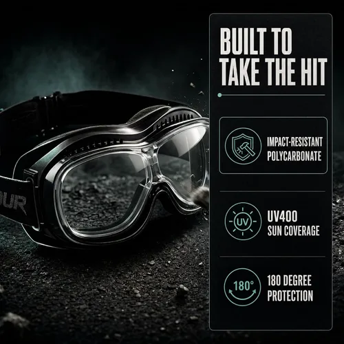 Miniatura 3 de Bikershades Gafas protectoras para gafas de moto, ciclismo, esquí, paracaidismo, trabajo al aire libre Transparente