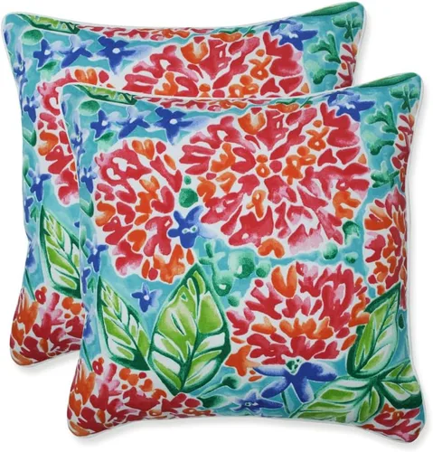 Miniatura 68 de Pillow Perfect - Cojines decorativos florales brillantes para interiores/exteriores, 2 unidades, lumbar - 11.5 x 18.5 pulgadas, verde/rojo Zoe